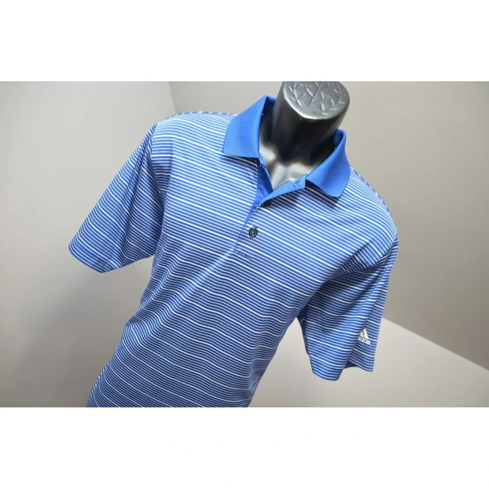 Adidas Golf Polo Shirt Mens Large Striped‎ Short Sleeve Athletic Performance EUC